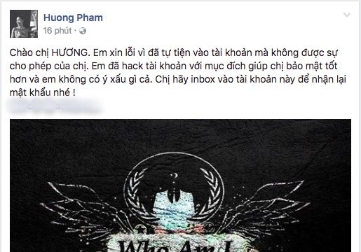 Facebook hoa hậu Phạm Hương bị hack 
